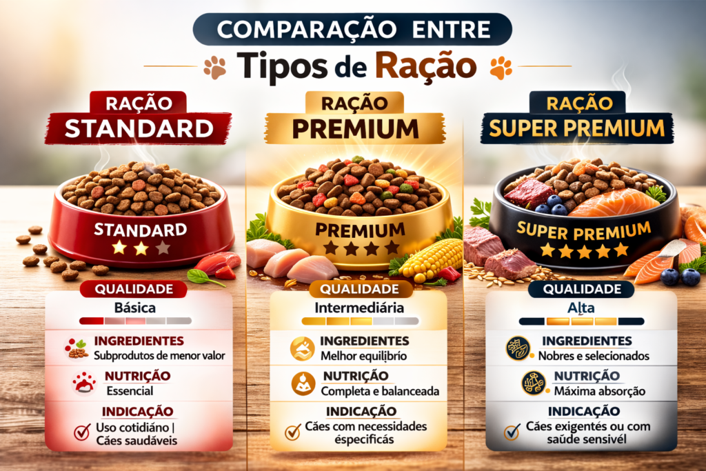 diferença entre ração premium e super premium