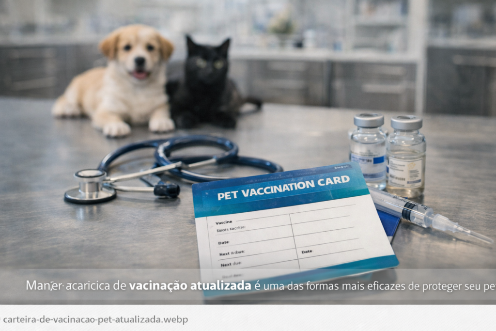 Carteira de vacinação de pet atualizada em clínica veterinária