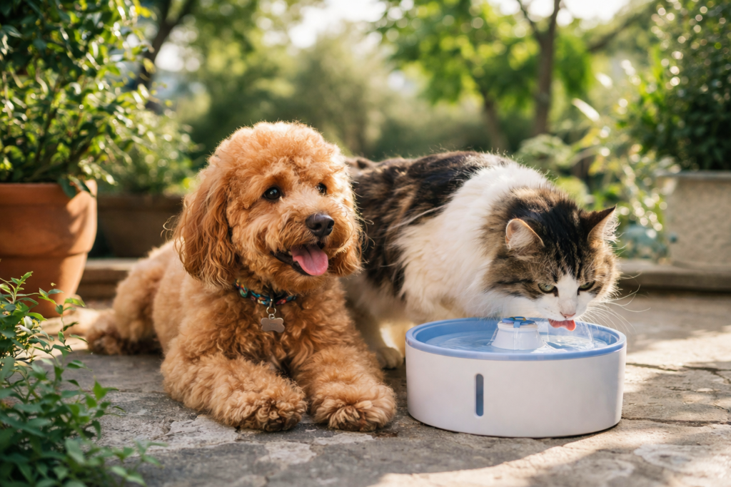 Água e ambiente fresco ajuda a manter o pet confortável evitando ficar desidratado 
